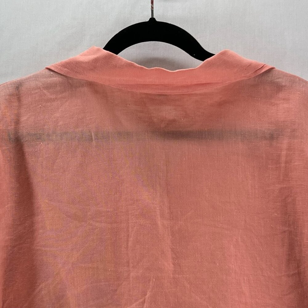 Bryn Walker Linen 3/4 Sleeves Topper Jacket Womens L Oversized Lagenlook Orange - Picture 6 of 11